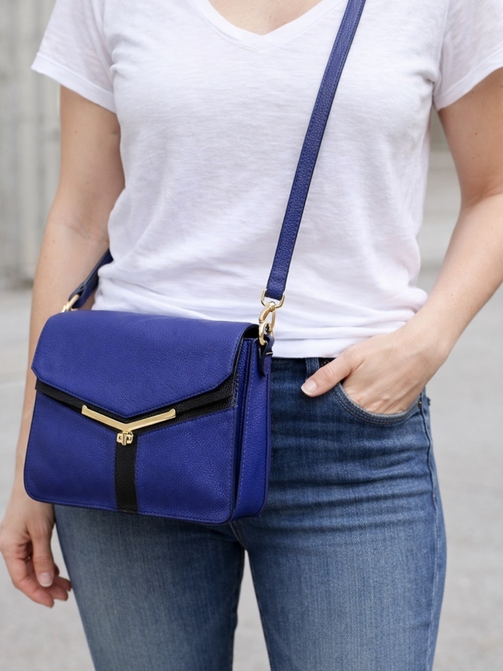 Botkier Valentina Crossbody Handbag/Blue & Black, Leather - Picture 14 of 14